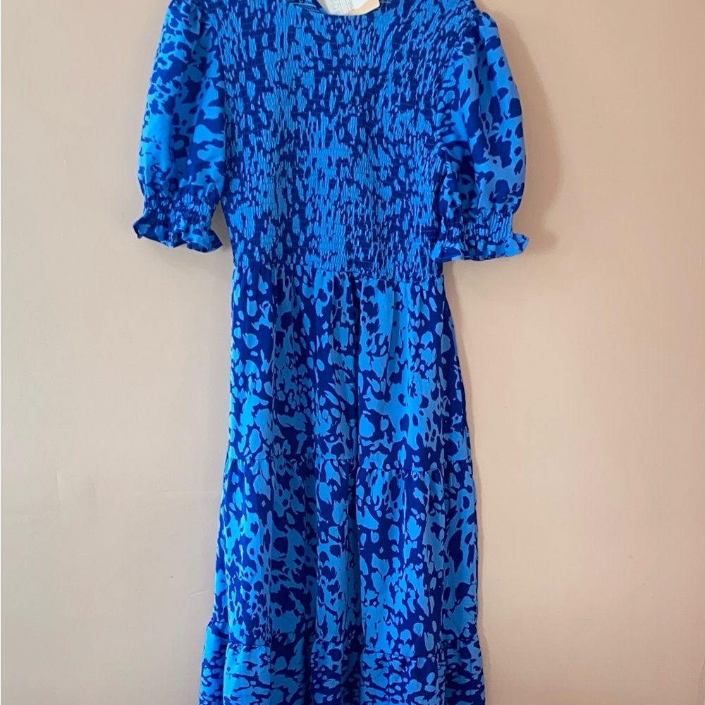 Elegant Blue Patterned Dress BTFBM